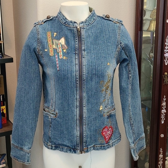 Unfabulous Denim Patchwork Embroidered Jacket - Picture 1 of 9